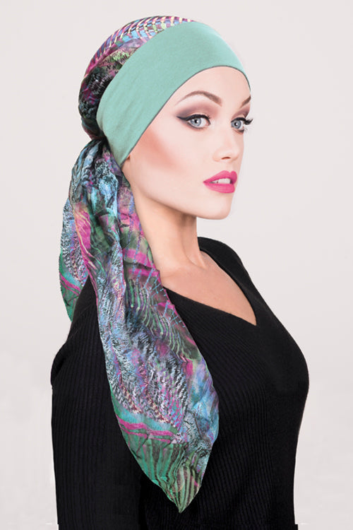 Amalfi Scarf in Teal Band Two - Headwear by Hairworld