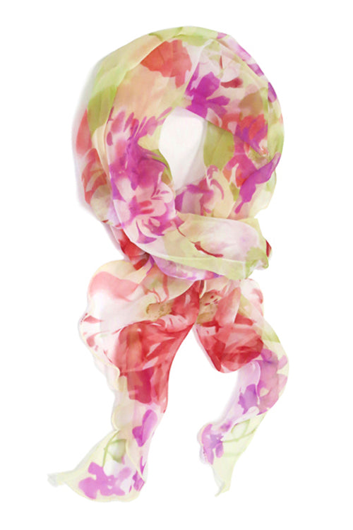 Maxi Scarf in Lilac Floral on Cream - Headwear by Hairworld