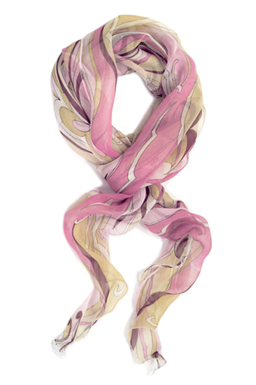 Maxi Scarf in Pink & Beige Floral Mix - Headwear by Hairworld