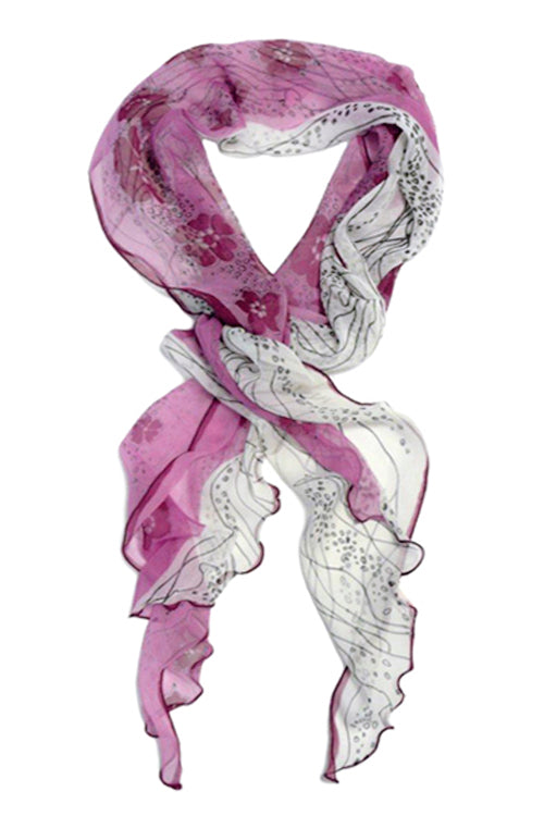 Maxi Scarf in Burgundy Floral Lines - Headwear by Hairworld